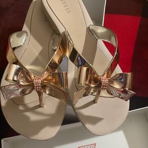 Guess Rose Gold bling flip flops